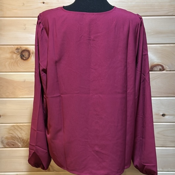 J Crew Maroon Long Sleeve Cut Out Blouse Large - Picture 3 of 6